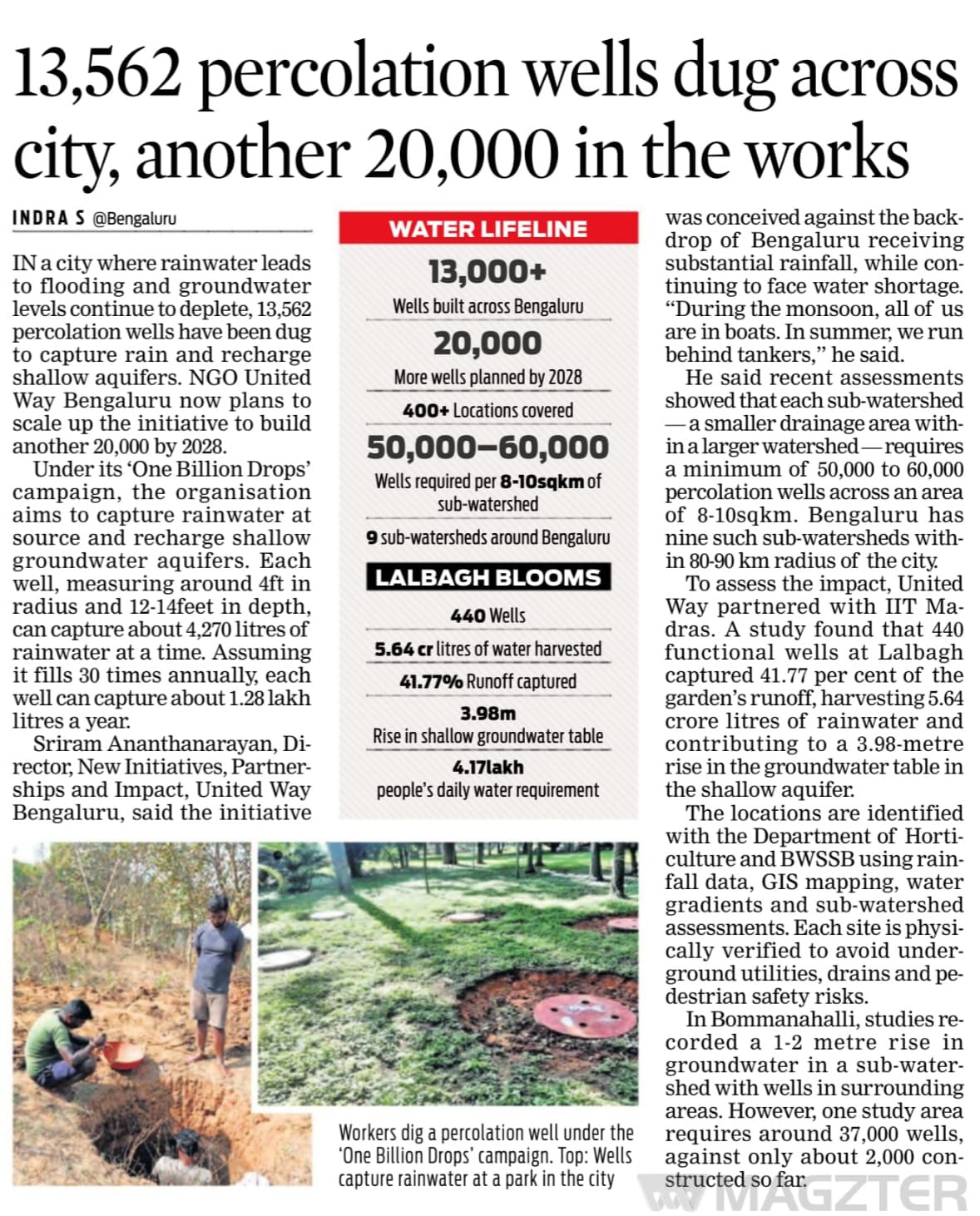 New Indian Express — 13,562 Percolation Wells Dug Across the City