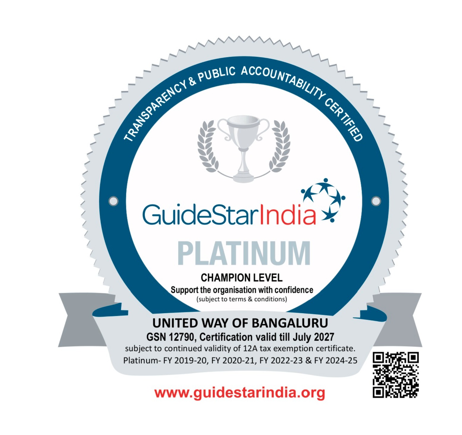GuideStar India Platinum Certification